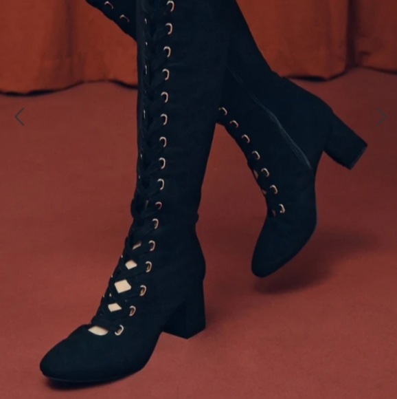 Fabulous Vegan Lace-Up Knee Boots! S6 - Brand New! - Picture 1 of 7